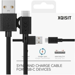 XQISIT CHARGE & SYNC KABEL USB A - USB C 3.0M ČRN ZA TELEFONE, (21980402) Cene