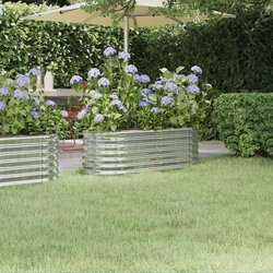 vidaXL visoka greda iz prašno premazanega jekla 114x40x36 cm srebrna Cene