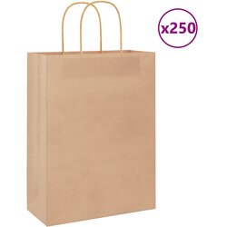 vidaXL Papirnate vrečke 250 kosov z ročaji rjave barve 26x12x35 cm Cene