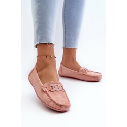 Kesi Women's fashionable suede loafers light pink Rabell Cene