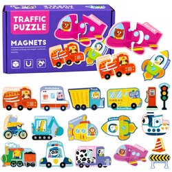 Magnetic Puzzle Vehicles Learning Means of Transport Set 30 pcs. Cene