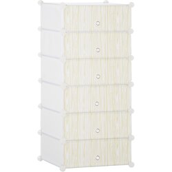 HOMCOM Prostorsko varčna modularna omara za čevlje, 6 kock 45x35x17cm iz PP plastike in jekla, 49x36,5x108cm, bela, (20746069) Cene