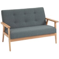 Nesta 2-sedežna zofa Loveseat, kompaktna zasnova, lanena prevleka, gumijasti les, siva, 115x66,5x73 cm, za dnevno sobo, (5000493836) Cene