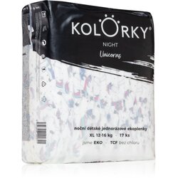 Kolorky Night Unicorn ekološke plenice za enkratno uporabo za popolno zaščito ponoči velikost XL 12-16 Kg 17 kos Cene