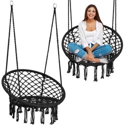 Sofotel Stylish BOHO Hanging Garden Swing Chair in Black, (21740811) Cene