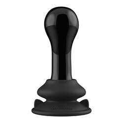 Chrystalino globy glass vibrator with suction cup and remote rechargeable 10 speed black Cene