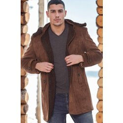 Dewberry PLT8399 SUEDE LOOK MEN'S COAT-PLAIN BROWN Cene