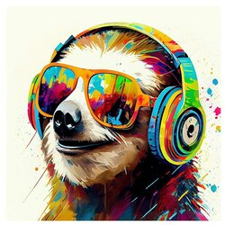 ProArt Young Living Slika na platnu (Animals with Headphonse - Sloth, Š x V: 30 x 30 cm) Cene