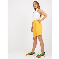 Fashion Hunters Elegant dark yellow long shorts with a high waist Cene