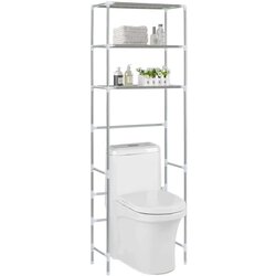 vidaXL Stalak iznad toaletne školjke s 3 police srebrni 53x28x169 cm Cijene