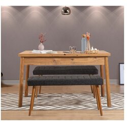 Hanah home Set Trpezarijski sto i 2 klupe Santiago 1053, Antracit Cijene