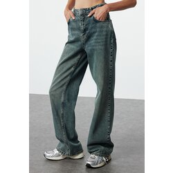 Trendyol Dark Blue Faded Effect Vintage High Waist Wide Leg Jeans Cijene