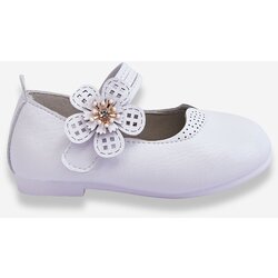 Kesi Children's leather ballerinas with a flower of white Cobi Cene