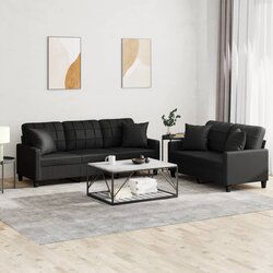 vidaXL 2-dijelni set sofa s jastucima crni od umjetne kože Cijene