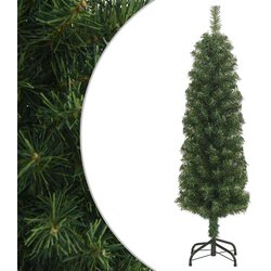vidaXL Ozka umetna novoletna jelka s stojalom zelena 120 cm PVC Cene