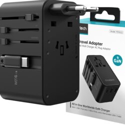 Choetech POTOVALNI ADAPTER PD5022 70W EU US AUS UK Z USB-C KABLOM ČRN, (21974737) Cene