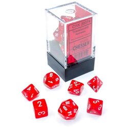 Chessex kockice - translucent- polyhedral mini - red-white (7) Cene