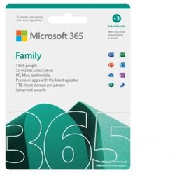Microsoft 365 family /32bit/64bit/ English/6 korisnika/1 godina, 6GQ-01890 Cene
