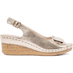 GOODIN Golden sandals on a low wedge Cene