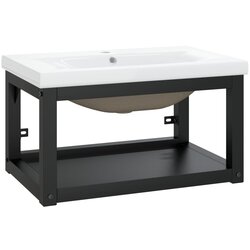 Maison Chic Okvir umivalnika - Umivalniška omarica z vgradnim umivalnikom črno železo, (21758905) Cene