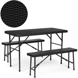 Modern Home Vrtni set stol + 2 klupe, 120 cm, Crna Cene
