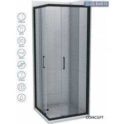 Copen tuš kabina C-02-B4810 atlas black crni ram 80x80x195cm tonirano staklo Cene