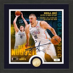 The Highland Mint Nikola Jokić Denver Nuggets NBA Record 32-20-20 Coin Photo Mint bronasti kovanec in fotografija v okvirju Cene
