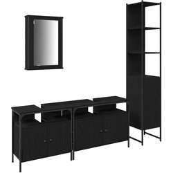 vidaXL set namještaja za kupaonicu od 4 dijela crni hrast konstruirano drvo Cijene