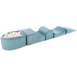 MeowBaby 4-delni penasti igralni komplet ® Foam Playground z okroglim bazenom, 100 žogami, estetsko, velvet, turkizna: biserno bela, (21333729) Cene