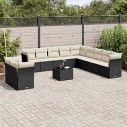 vidaXL 12-dijelni set vrtnih sofa od poliratana s jastucima crni Cijene