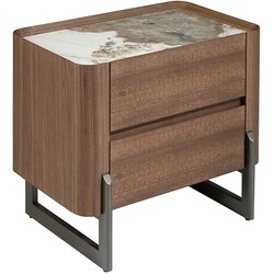 Angel Cerdá Nocna omarica iz oreha in kovinskega temnega jekla s porcelanastim marmorjem, (21009025) Cene