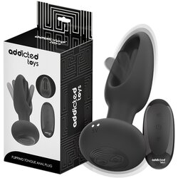 Addicted Toys - crni analni vibrator s pokretnim jezikom Cene