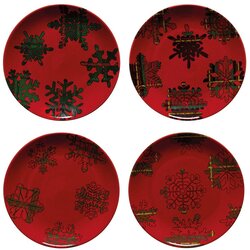Casafina Komplet 4 rdeče-črnih desertnih krožnikov Snowflake, ø 21,6 cm Cene
