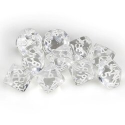 Chessex kockice - translucent - clear & white (10) Cene