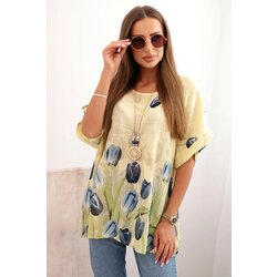 Kesi Włoski Women's cotton shirt with a floral pattern yellow Cijene