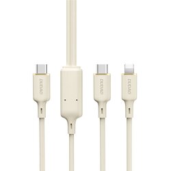 Dudao 2v1 cable ojačan kabel sr usb-c - usb-c / lightning 100W 1,2m bež, (21510605) Cene