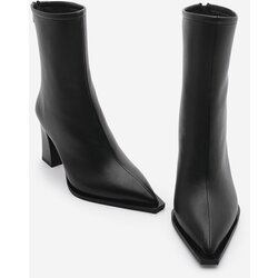 Marjin Women's Heeled Boots Pointed Toe Zipper At The Back Thick Heels Kikas Black. Cene