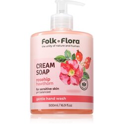 Folk & Flora Rosehip & Hawthorn kremasto tekoče milo za občutljivo kožo 500 ml Cene