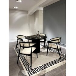 Hanah home Moon trpezarijski sto i stolice, 100x75x100 cm, 4 stolice, Crno-bijela Cijene