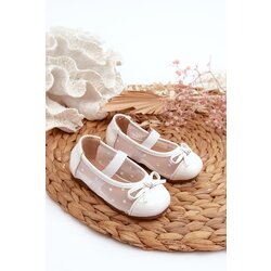 FR1 White Children's Ballerina Flats with Bow Jellema Cene