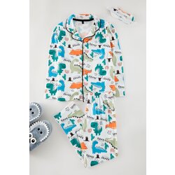 Trendyol Ecru Boy Printed Pajama Set Knitted Bottom-Top Set Cene