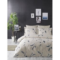 Feather CreamGrey Ranforce Super King Quilt Cover Set (EU) (IT) Cene