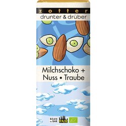 BIO čokolada drunter & drüber - "Mlečna čokolada + oreščki/grozdje" Cene
