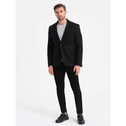 Ombre Men's casual jacket with decorative buttons on cuffs - black Cijene