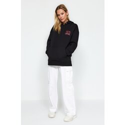 Trendyol Black With Print Detail Oversized/Wide Fit, Fleece Inside Knitted Sweatshirt Cijene