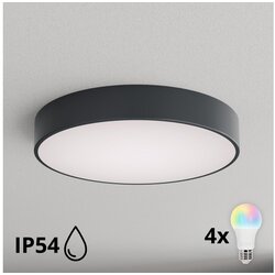 Brilagi LED RGBW plafonsko svetlo za kupatilo CLARE 4xE27/12W/230V pr. 50 cm antracit IP54 Cene