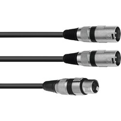 Omnitronic 30225203 XLR adapterski kabel [1x XLR vtičnica 3-polna - 2x XLR vtič 3-polni] 0.50 m črna, (20427912) Cene