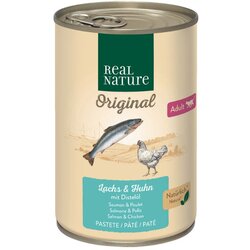 Real Nature Cat Adult losos in piščanec s krompirjem, pašteta 400g konzerva Cene
