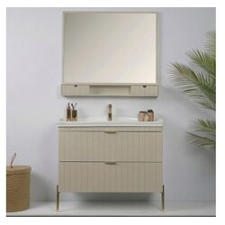 Hanah home Set kupaonskih ormarića s umivaonikom i ogledalom, 2 dijela, bež Cijene