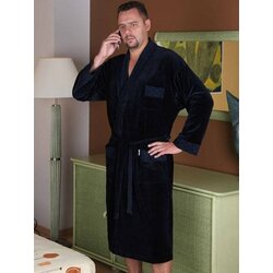 De Lafense Bathrobe 712 Men's long velour M-2XL navy blue 042 Cene